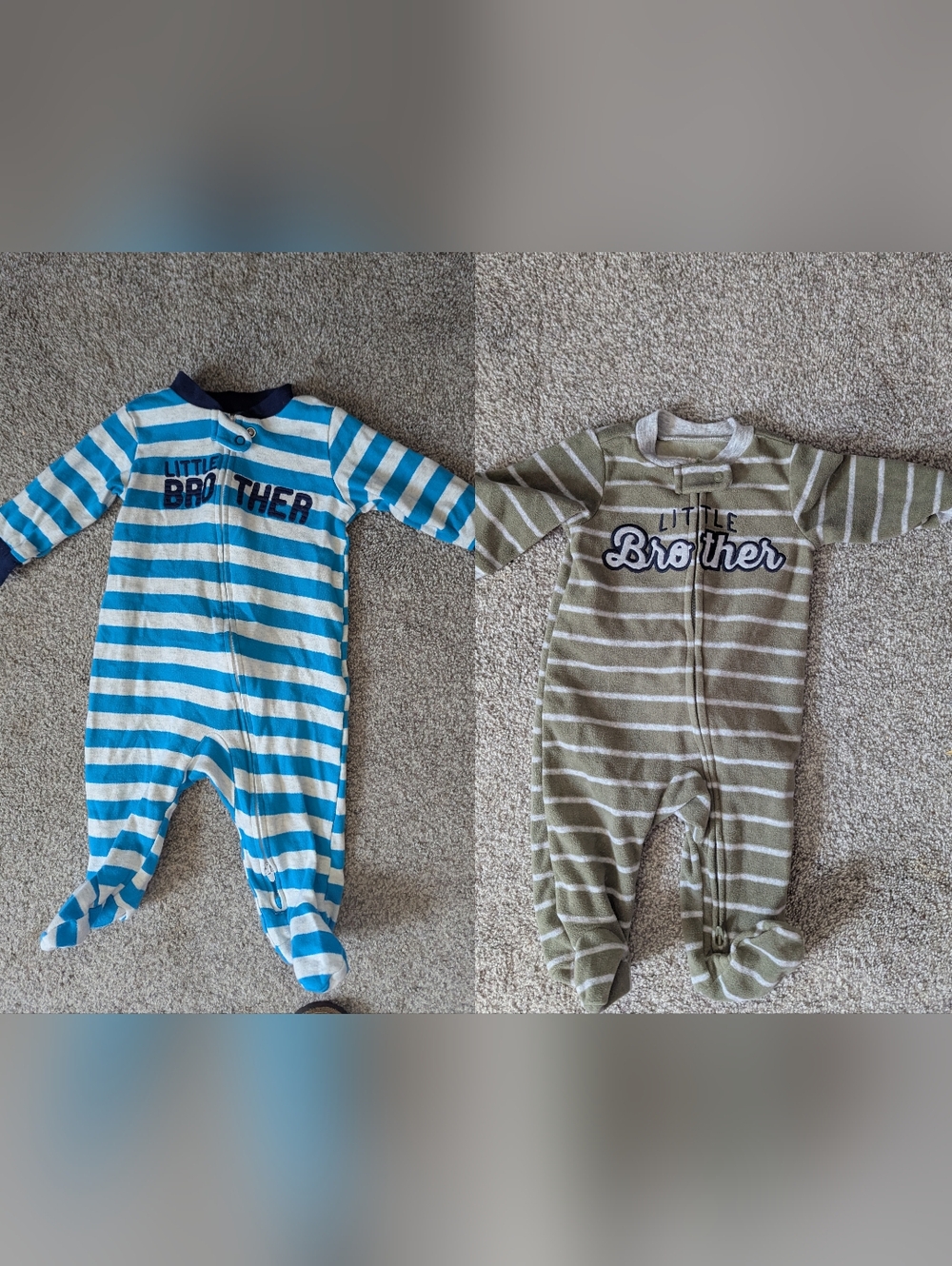 Carter's Striped 'Little Brother' Two-Pack Footie Set 0-3m/3-6m